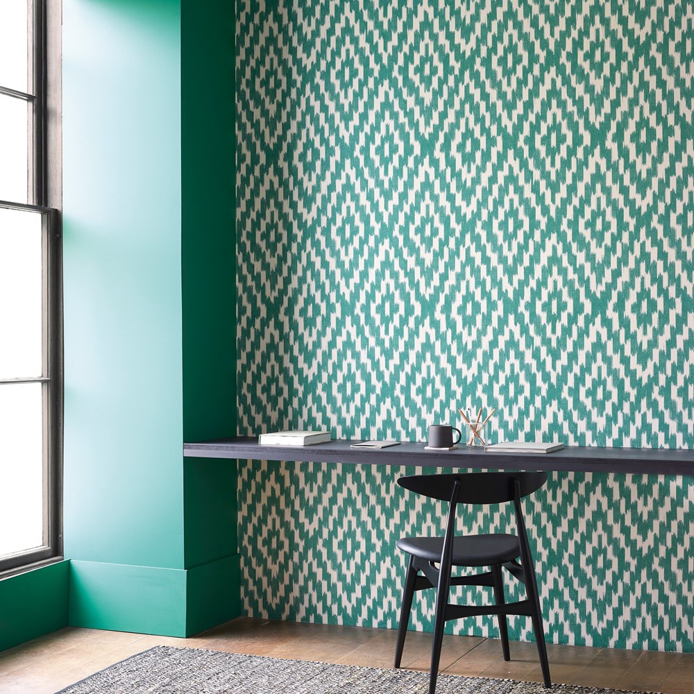 Uteki Geometric Wallpaper 111946 by Scion in Emerald Green